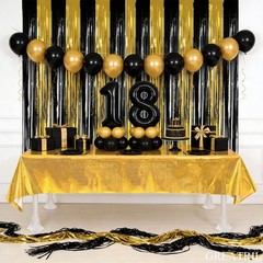 Black and Gold Foil Fringe Party Backdrop – GREATRIL One Size,