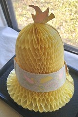 Vintage 1970s Hallmark Yellow Pastel Shower Tissue Bell Centerpiece 14″