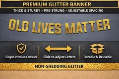 Pre-Strung Funny Birthday Gold Glitter Banner – Funny Retirement Decorations …