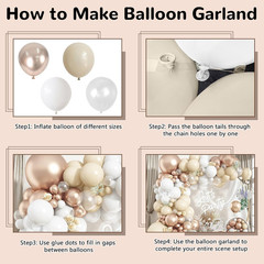Beige Champagne Gold Balloons Garland Arch Kit, 102PCS White Sand Metallic Champ
