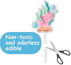 18Pcs Pink Glitter Cute Axolotl Dessert Cupcake Topper Pick for Cartoon Animal S
