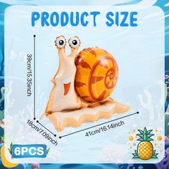 6 Pcs Standing Snail Balloons 3D Funny Snail Animal Foil Balloons Party Decor…