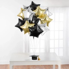 Sparkly Silver Glitter Graduation Cap Balloon Weight Holder | Grad Party Decor