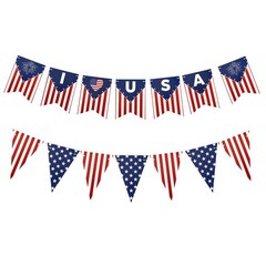 Independence Day Bunting Banner 1 Pack Red White Blue Triangle Flag Garland P…