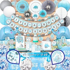 Ultimate 697-Piece Elephant Baby Shower Decorations for Boy – It’s a Boy Theme