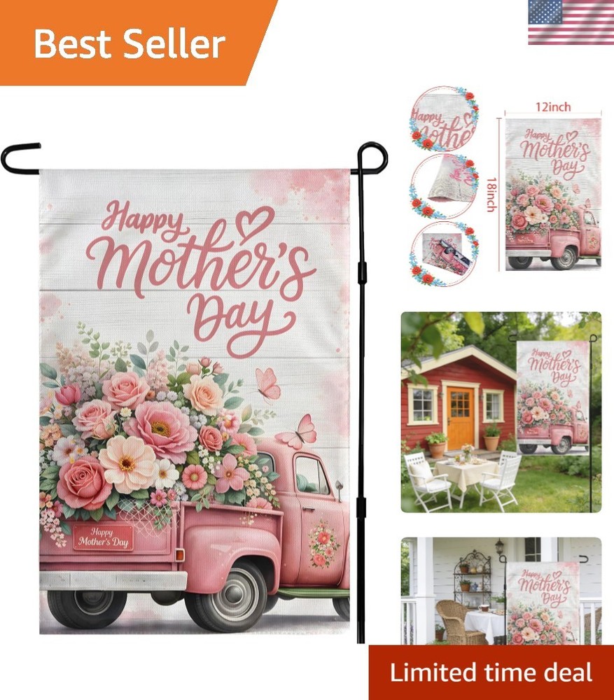 Elegant Double-Sided Mother’s Day Garden Flag – Vintage Floral Design