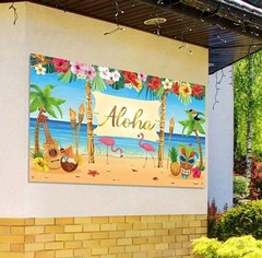 Hawaiian Aloha Luau Party Decoration, Extra Large Summer Luau Beach Party Banner