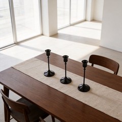 Metal Brass Candlestick Set Three Pieces with Conical Design for Classic Decor