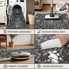 Dark Washable Long Runners for Hallways, 2’6″ x 8′ (Runner), Ashen / Multi