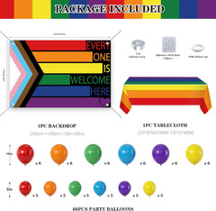 Pride Decorations 71 Pcs Kit Everyone Is Welcome Here Backdrop Banner Rainbow Ba