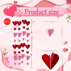 Valentine’s Day Decorations Heart Shape String Ornament Hanging Decor for Party