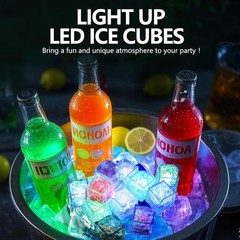 Liquid Activated LED Ice Cubes for Mojito Cocktails Drinks Multi-Color Changing