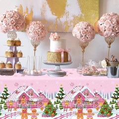3 Pack Gingerbread Christmas Tablecloths 70.8″x42.5″ Disposable Party Decor