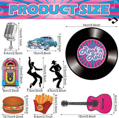 48 Pcs 50’S Rock and Roll Party Decorations Retro Party Decoration 1950S Music R
