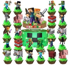 Pixel Birthday Party Decorations, Party Supplies Set Including Balloons