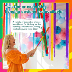 48 Rolls Crepe Paper Streamers, 8 Colors Rainbow Streamers Party Decoration, New