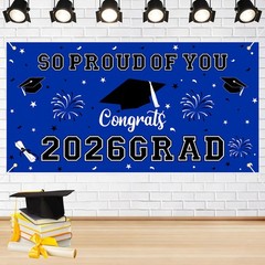 Graduation Decorations 2026 Blue Graduation Banner 66.1″ X 33.8″ Graduation Back