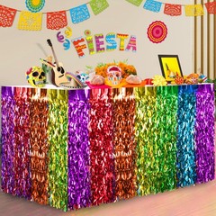 Cinco de Mayo Decorations 4 Packs Fiesta Party Wavy Metallic Tinsel Foil Frin…