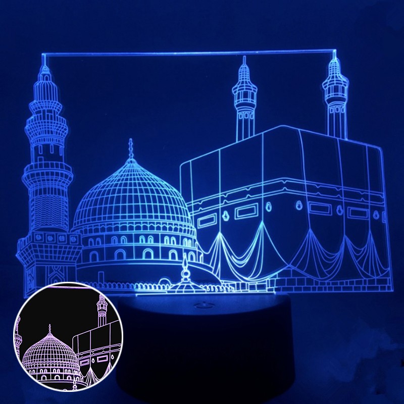 7 Color LED Night Light Eid Mubarak Ramadan Lamp Muslim Islam Table Ornament