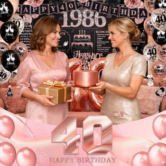 Rose Gold 40Th Birthday Decorations for Women – 63Pcs Happy 40Th Birthday Banner