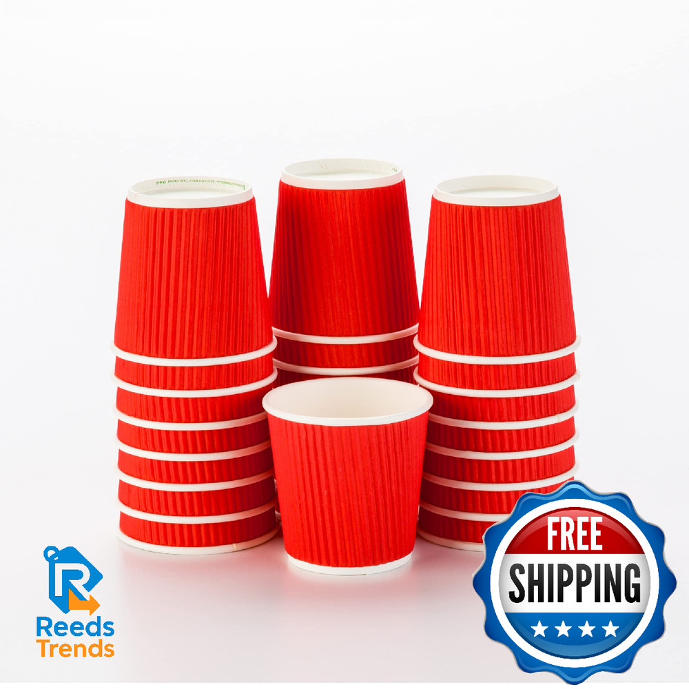 Restaurantware 500-Ct Disposable Red 4-Oz Hot Beverage Cups Ripple Wall Design