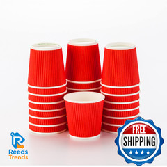 Restaurantware 500-Ct Disposable Red 4-Oz Hot Beverage Cups Ripple Wall Design