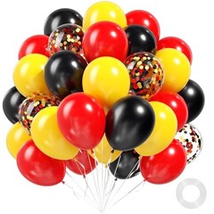 60pcs Red and Yellow Balloons 12inch, Red Yellow Black Red Black Yellow