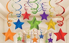 Rainbow Party Star Swirl Decorations, Rainbow Foil Ceiling Hanging Swirl Deco…