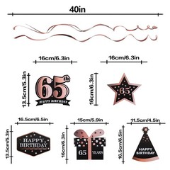 LINGTEER Happy 65th Birthday Decorations – 12Pcs 65th, Rose Gold