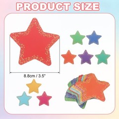108Pcs Glitter Star Cutouts, 3.5″ Confetti Cutouts Sparkle Paper Cuts, 9 Colors