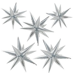 60Pcs Silver Star Balloons Birthday Decorations Explosion Mylar Balloons 12 S…