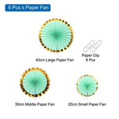 Hanging Paper Fans Set Paper Decoration for Party Birthday Green Foil Lace（6pcs)