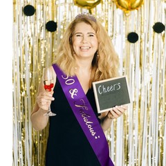 Purple 50th Birthday Decorations – 2 Piece Set, Sash & Tiara Set