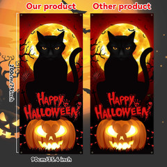 Halloween Decorations Pumpkin Black Cat Moon Bats Door Cover Banner 79X35 Inch