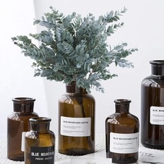 3 Pack of Artificial Eucalyptus Stem Shrub Faux Leaves Spray Grey