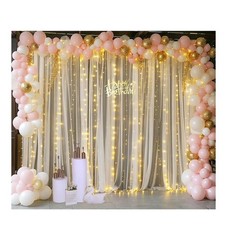 LED USB Curtain String Lights Backdrop, Warm White, Party Birthday Wedding