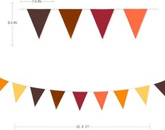 32FT FALL TRIANGLE FLAG BANNER PENNANT GARLAND THANKSGIVING 36PCS