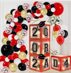 Dazonge Graduation Decorations Class of 2024 – Set of 4 Red Graduation Balloon