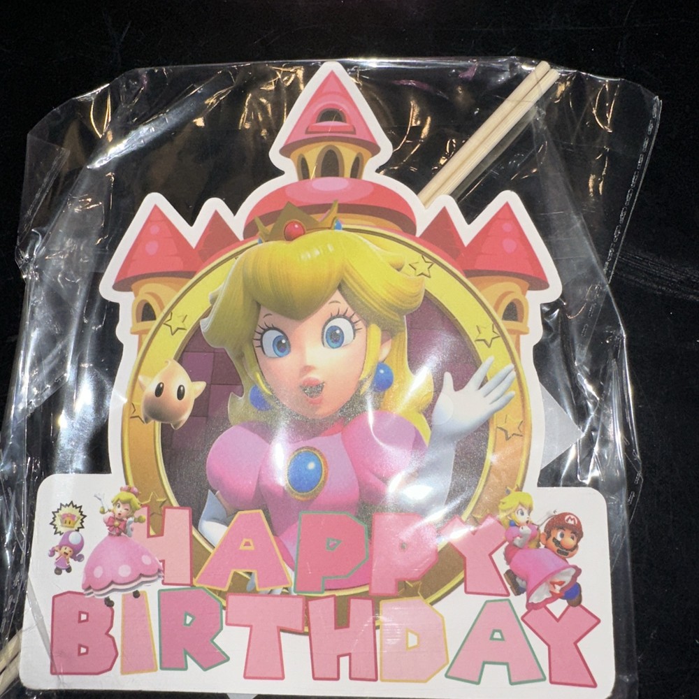 princess peach party decorations Cake Topper, Balloons, Birthday Sign