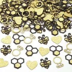 200 PCS Bee Bridal Shower Confetti Black Gold Glitter Table Decor