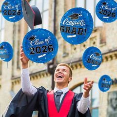 12Pcs 18″ Congrats Grad Foil Balloons Class of 2026 Graduation Party Decor