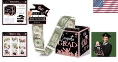 Unique Pink & Black Cash Box for Graduation – Ideal for High School & College