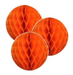 3x Orange 4″ HoneyComb Round Tissue Paper Lantern Balls Pom Poms Wedding Decor