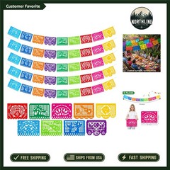 Instant Fiesta Vibes – 5 Pack 90 Ft Papel Picado Banners for Any Celebration