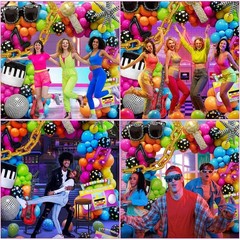 90s 80s Disco Theme Party Decorations, 156pcs Balloon Arch Kit with Disco Ball,