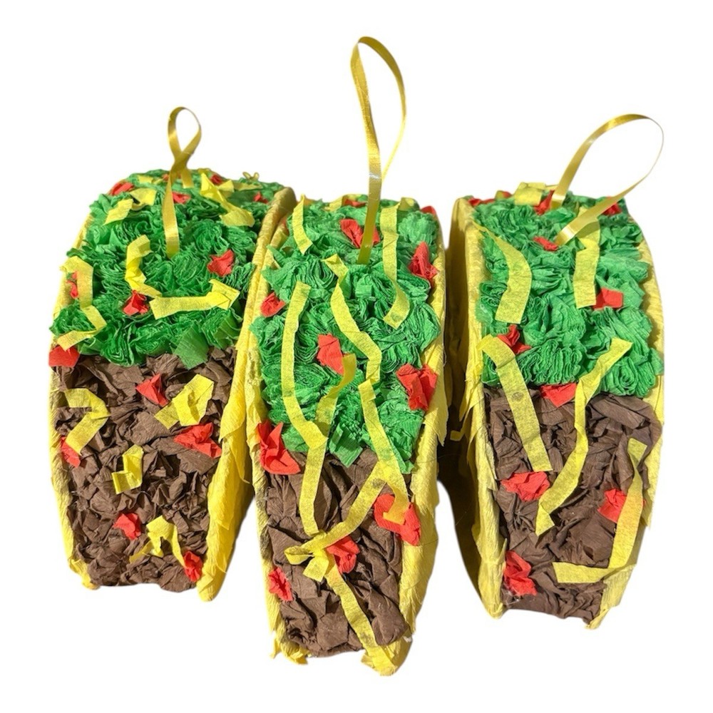 Handmade Taco Pull-String Piñata 9” x 5” – Fiesta Party Decor