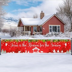 Large Christmas Banner Jesus Is the Reason for the Season Banner 8.2×1.6 ft C…