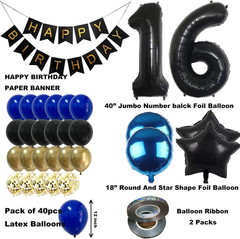 16Th Birthday Decorations Boys – Royal Blue Gold Happy 16 Birthday Balloons