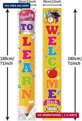 Back to School Decorations 2pcs Porch Sign Banner | Welcome Back Ready to Learn