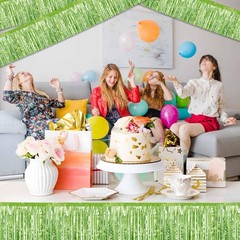 4 Pack 10 Ft Light Green Foil Fringe Garland Metallic Streamers Tinsel Banner…
